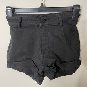 Bullhead Jean Shorts Women Sz 1/23 Black Raw Hem High Rise Booty Y2K Excellent